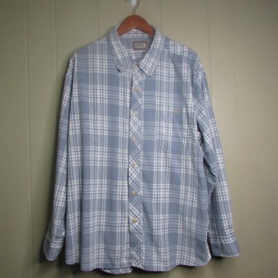 C.E. Schmidt Workwear Button Down Shirt 2XL Long Sleeve Plaid Blue White
