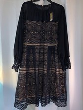 New Women's Suzanne Betro LS Dark Navy Lace Party Dress Sz 1X-Pretty!!*