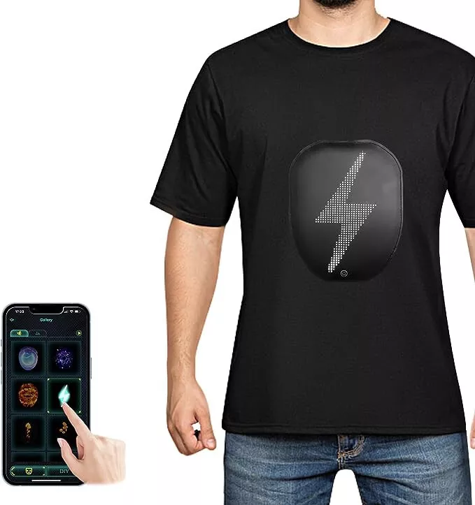 LED Screen T Shirt w Bluetooth Programmable App Customizable