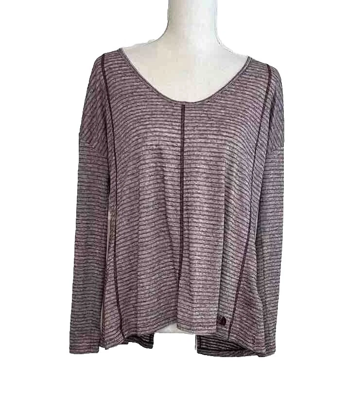 Mistura de linho Listrado Activewear Blusas para mulheres