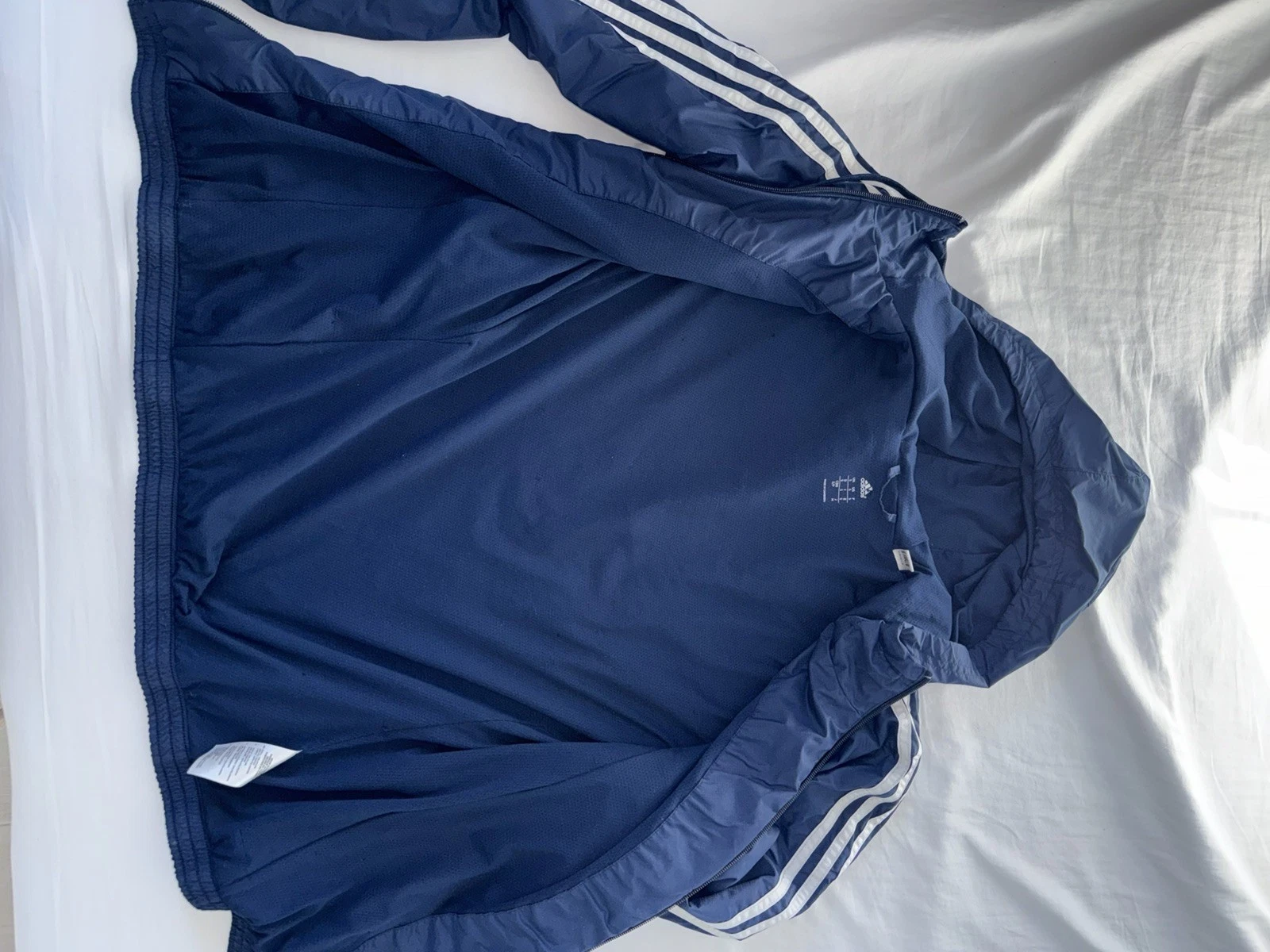 Adidas Men's Size S Blue Full Zip Hooded Jacket w/ 3-Stripes & Logo - product detail image 5