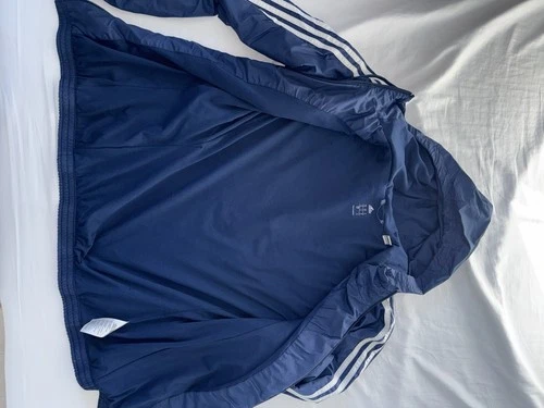 Adidas Men's Size S Blue Full Zip Hooded Jacket w/ 3-Stripes & Logo image 5