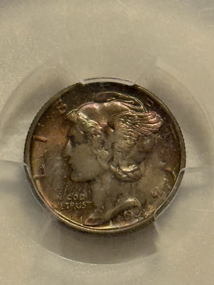 1944 Mercury Dime PCGS MS66 Toned Reverse Brilliant Luster Eye Appeal - Image 2 of 4
