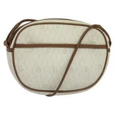 Christian Dior Honeycomb Canvas Shoulder Bag PVC White Auth MX307