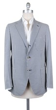 Luigi Borrelli Navy Blue Silk Check Sportcoat - 40/50 - B3221674 
