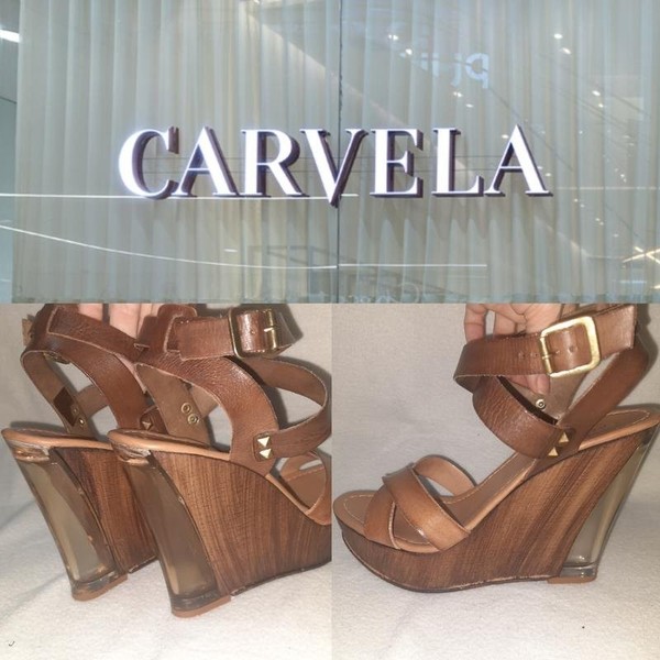 Women Carvela Heels Brown Leather 38 #12QV