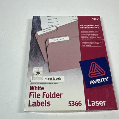 Avery Filing Label  0.66'' Width X 3.43'' Length 0.33'' Length Permanent 1290