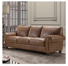 Italian Leather 3 Seat Sofa (Old Ranch Brown)