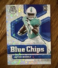 2021 Panini Mosaic Blue Chips Jaylen Waddle #8 No Huddle Silver Prizm (RC)