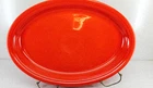 EXTRA large OVAL SERVING turkey PLATTER poppy orange FIESTA 19 1/4" LARGE