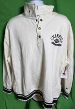 White Champion Men's Physical Education Snap Mock Neck Sweatshirt Size XL NEW