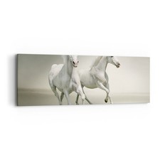 Quadro su Tela 90x30cm Animali arabo cavallo fattoria Stampe Immagini Murale