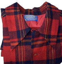 Vintage Pendleton Board Shirt Loop Collar Dagger Mens L 60s 70s Wool USA Holes