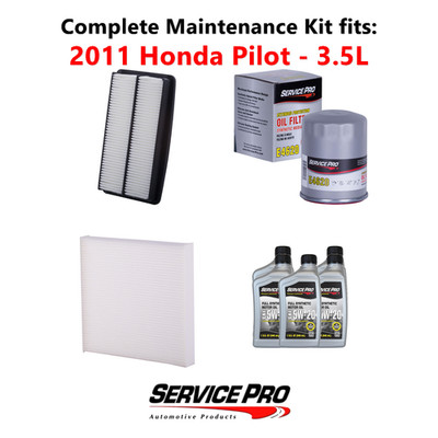 2011 Honda Pilot 3.5L Complete Oil, Air & Cabin Filter Kit (5W-20)