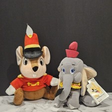Vintage Disney Dumbo  Timothy Mouse Bean Bag Plush Set w/ Dumbo Hangtag