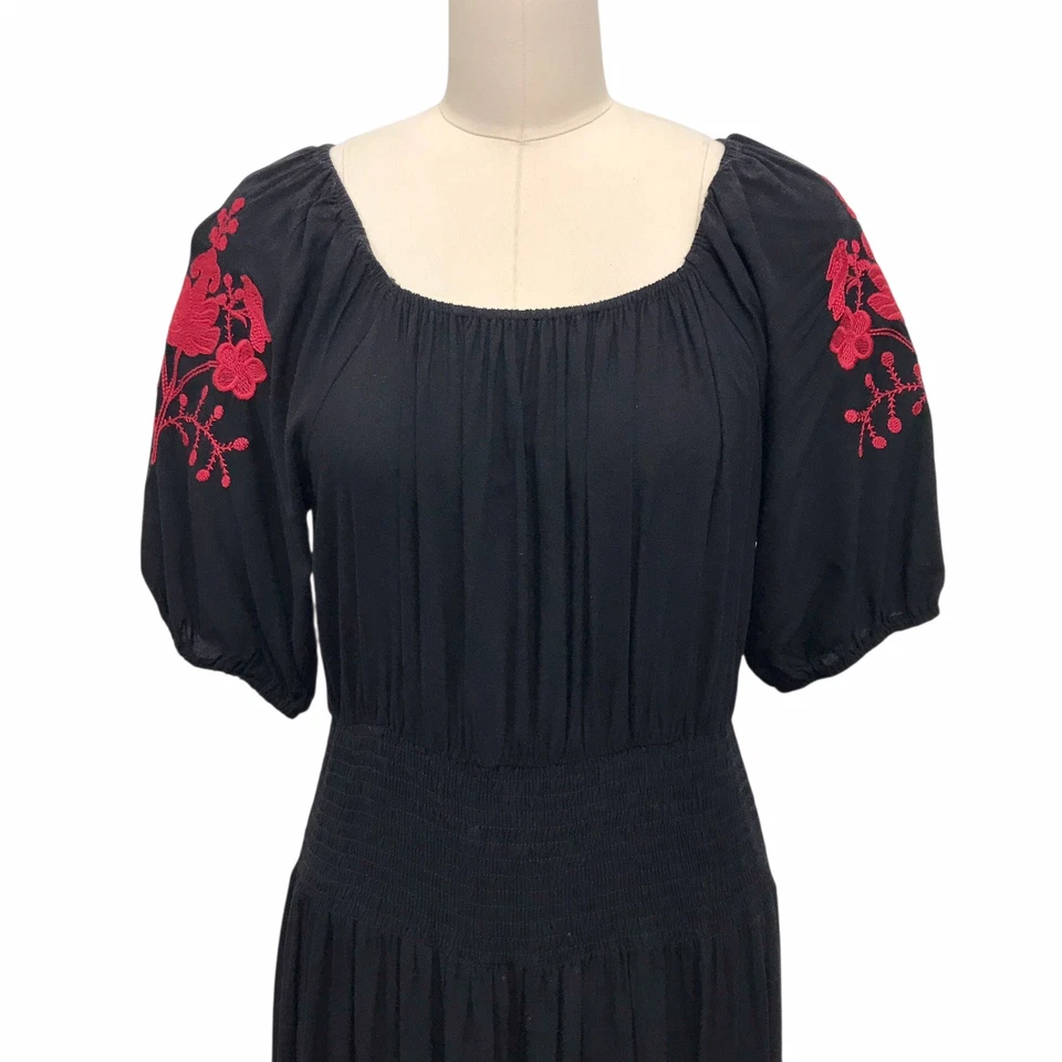 The Pyramid Collection Embroidered Peasant Maxi Dress Traditional Bohemian Sz L - Image 2 of 4