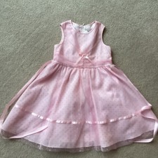 RARE EDITIONS PARTY/ SPECIAL OCCASION DRESS, 5, PINK/ POLKA DOTS, SASH, BOW