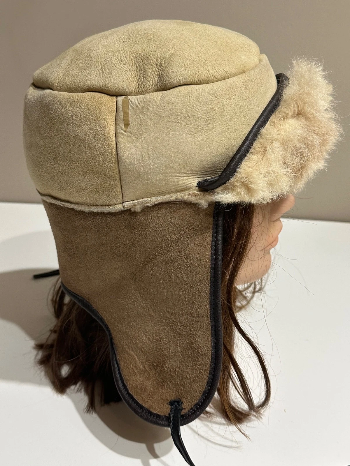 Vintage USHANKA Trapper Aviator Hat Real Sheepskin Made in GB