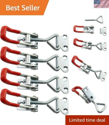 Stylish Red & Silver Toggle Latch Catch Set - 4PCS Heavy-Duty Cabinet Locks