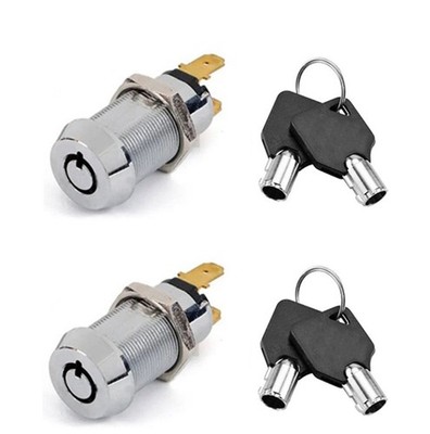 2 Key Switch Lock Momentary Spring Return Tubular Key Detained Keyed Alike SR