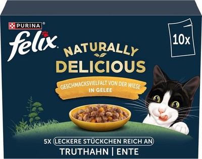 Felix Naturally Delicious Katzenfutter nass, von der Wiese, 6er Pack (10 x 80g)