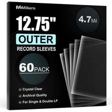 60 Vinyl Record Sleeves Outer, 4.7 Mil Crystal Clear Vinyl Protective Sleeves...