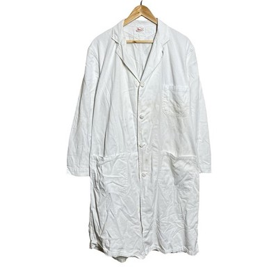 Vintage Fashion Seal Uniforms Coat Mens 42 White Cotton Lab Painter 50s Workwear