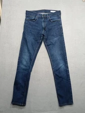 M&S Marks & Spencer Straight Jeans Men's Size 32 Blue Slim 33" Leg Mid-Rise