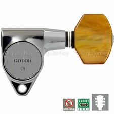 NEW Gotoh SG301-P8 Set L3 R3 w/ AMBER Buttons Tuning Keys Tuners 3x3 - CHROME
