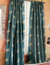 PIER 1 IMPORTS Peacock Feather Lined Luxury Window Satin Panel Curtain 54x96 NEW