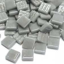 50 Tiles - 12 mm Medium Gray Glass Square Mosaic Tile Pieces