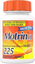 Motrin IB Ibuprofen 200mg 225 Caplets Pain Reliever Fever Reducer NSAID