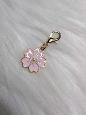 Sakura Flower Bag Charm Keychain Fob Pink Zipper Pull New Handmade Gift