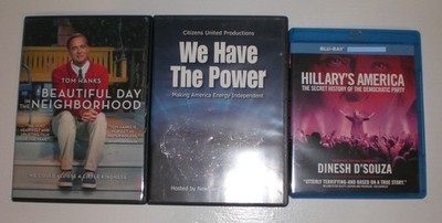 3 lot Beautiful Day in Neighborhood We Have Power dvd Hillary's America blu-ray
