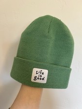 NWT Life is Good Women's Waffle Cuff Beanie Winter Hat Warm Solid Green One Size