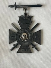 Rare Antique Skull & Swords Cross Knights Templar Masonic Symbols Jewel Pin