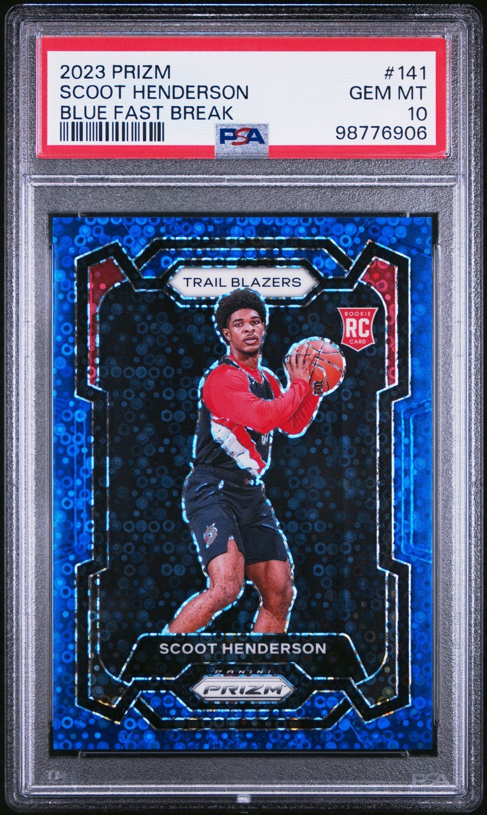2023 PANINI PRIZM BLUE FAST BREAK #141 SCOOT HENDERSON 117/150 PSA 10