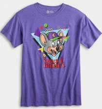 Chuck E. Cheese's Party Pizza Men’s Purple  Heather T Shirt Size XL