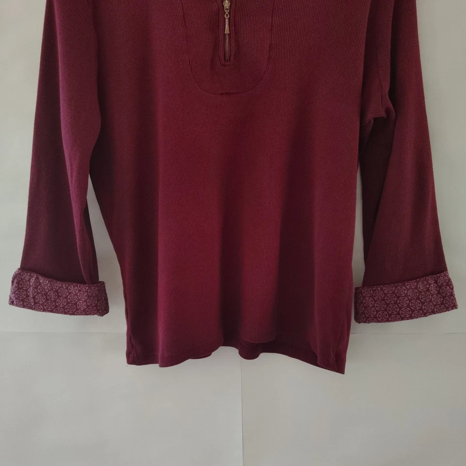 Top Henley en capas Great Northwest Clothing para mujer talla XL borgoña acanalado preppy Foto 4 de 4