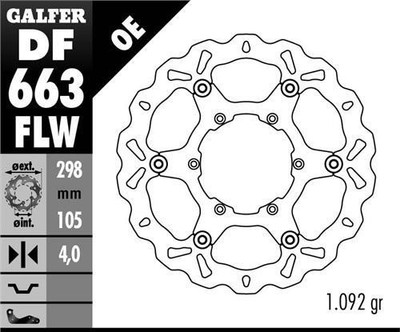 GALFER BREMSSCHEIBE VORNE BMW F 650/700/800 GS 93-13 (298X105X4) WAVE