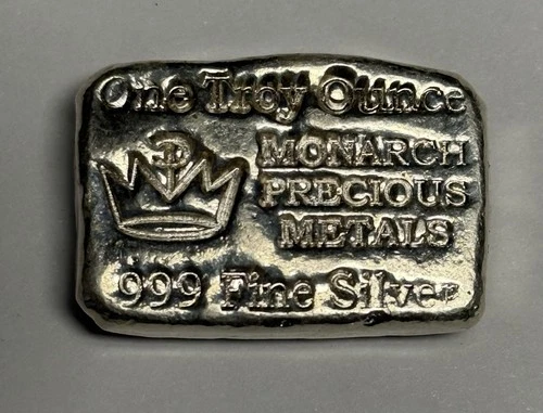 1 oz Hand-Poured MONARCH PRECIOUS METALS .999 Fine Silver Bar Bullion