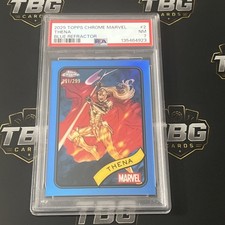 2025 Topps Chrome Marvel Comics Blue Refractor /299 Thena #2 PSA 7