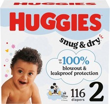 Huggies Size 2 Diapers, Snug & Dry Baby Diapers, Size 2 (12-18 lbs), 116 Count 0.33 per diaper