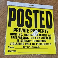 12 Posted Private Property No Trespassing Sign for Outdoors- 12 Signs, 11" x 11"