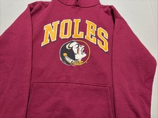 Vintage FSU Noles Bike Hoodie Made In USA Size L Florida State 80s/90s Burgundy