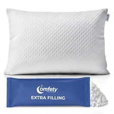 Adjustable Memory Foam Pillow, Shredded Fill & Breathable Support, Queen Size