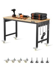 48-Inch Adjustable Workbench,2000 lbs Load,Work Bench with Power Outlet,Wheels,