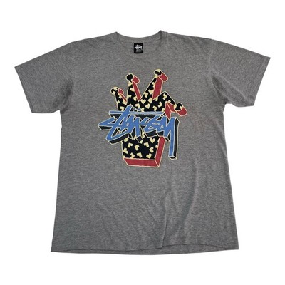 Stüssy T-Shirt Herren Medium Grau Kurzarm Rundhals Grafik Print Tee