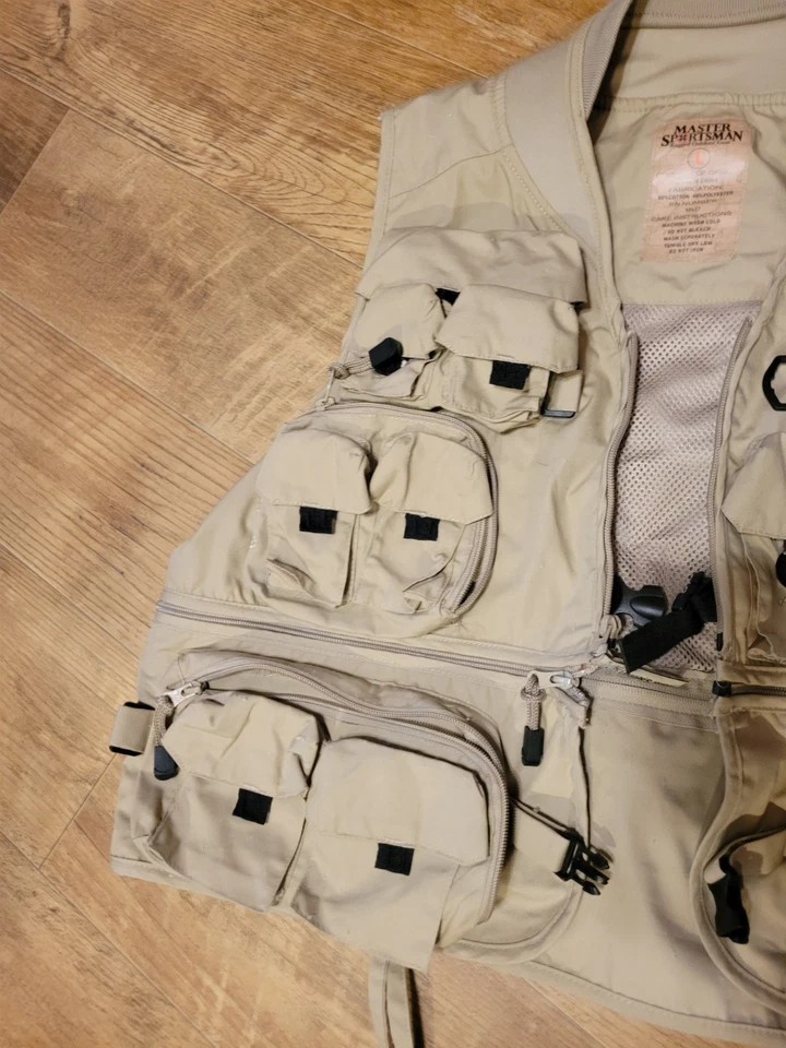 MASTER SPORTSMAN RUGGED OUTDOOR GEAR FLY FISHING VEST MEN’s SIZE Large Khaki Tan - Image 4 of 4