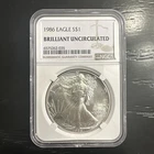 BU 1986 American Silver Eagle $1 NGC Brilliant Uncirculated Brown Label